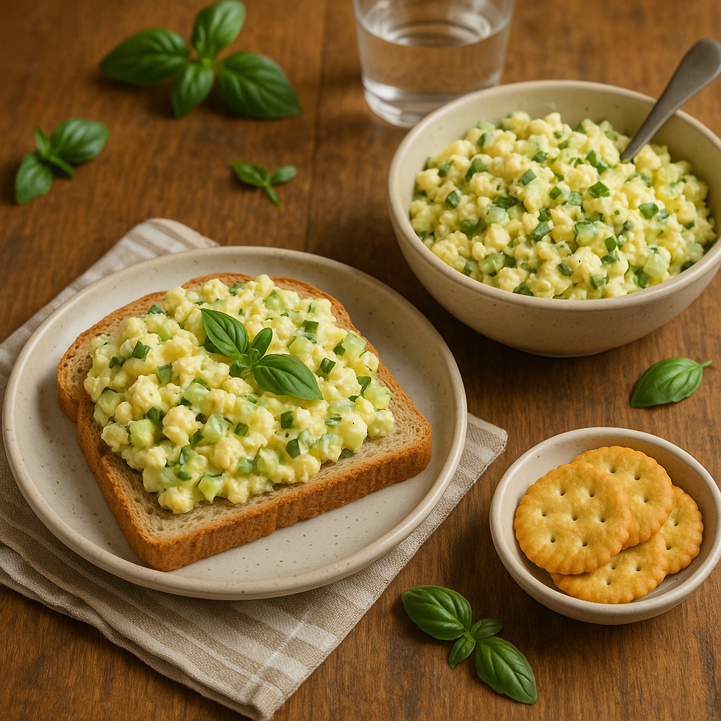 Egg salad with cucumber and basil