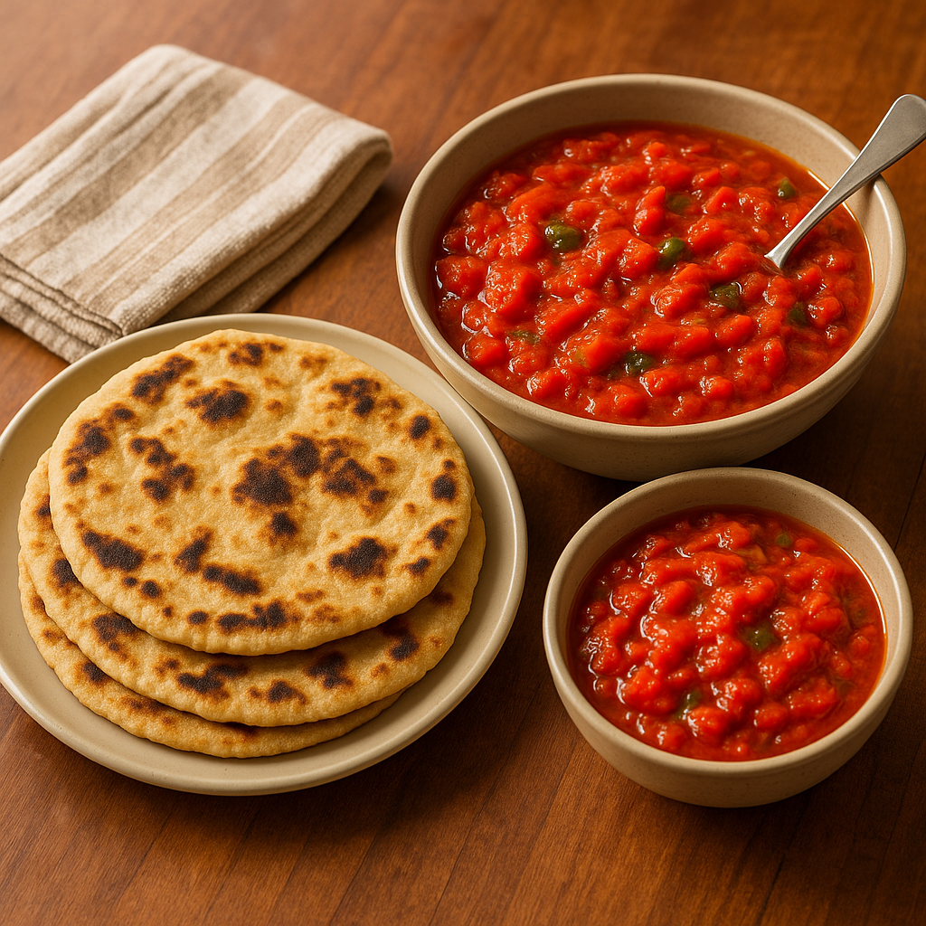 Algerian Bouzgene Berber Bread with Roasted Pepper Sauce