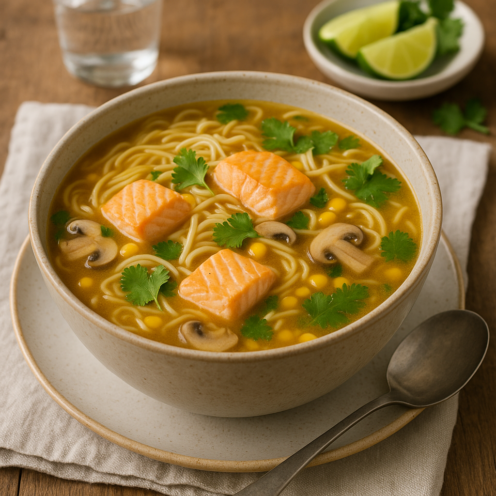 Salmon noodle soup