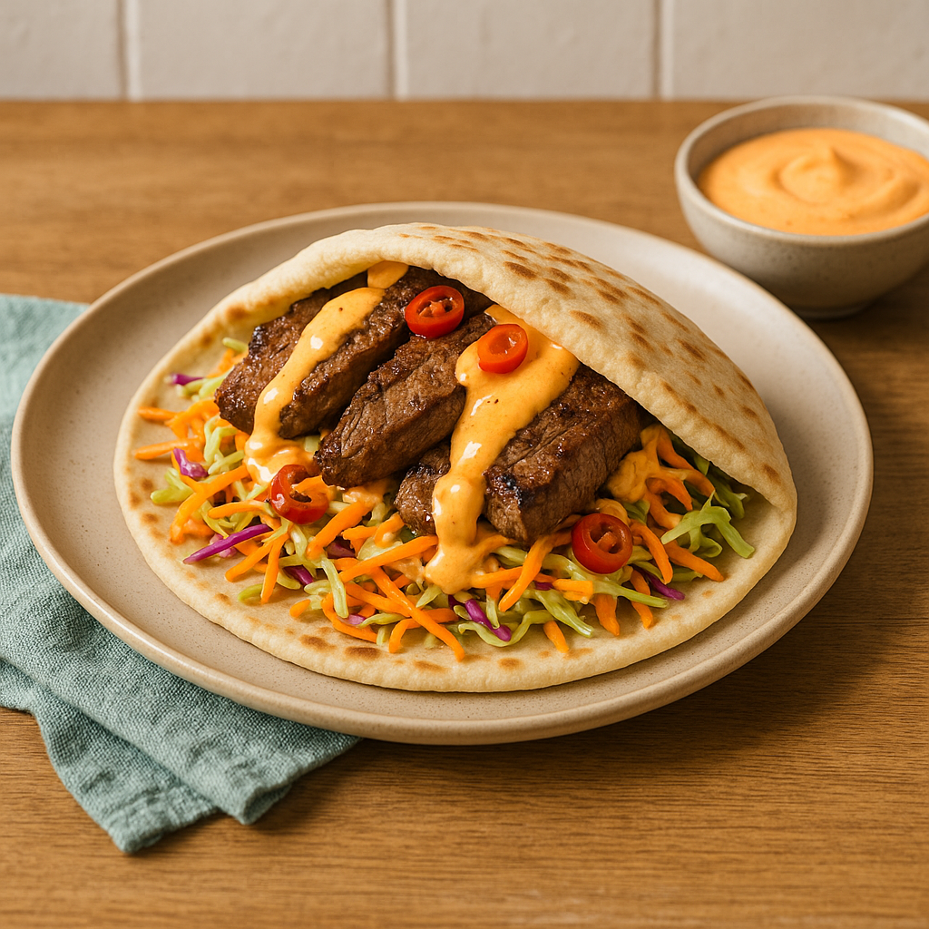 Hot cumin lamb wrap with crunchy slaw & spicy mayo