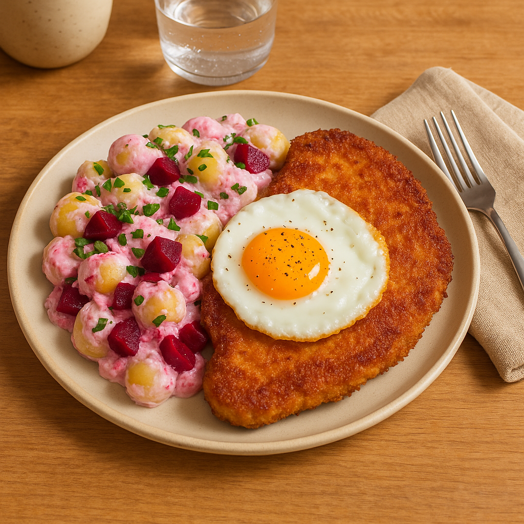 Pork Schnitzel with Blushing Potato Salad