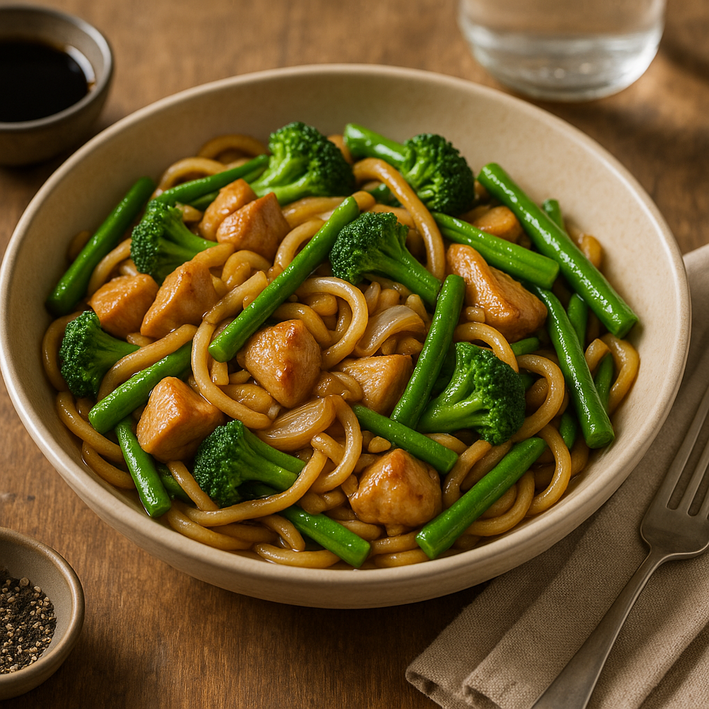 Chicken udon noodles