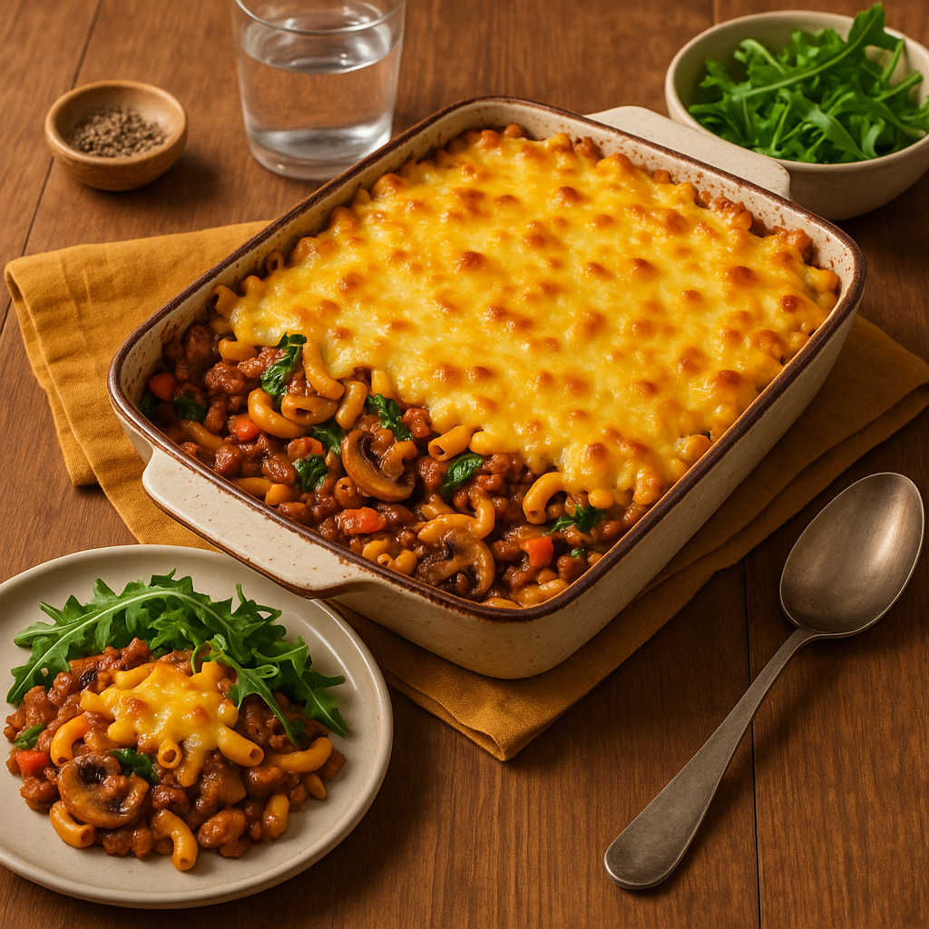 Macaroni Cheese-Topped Beef Ragù Bake