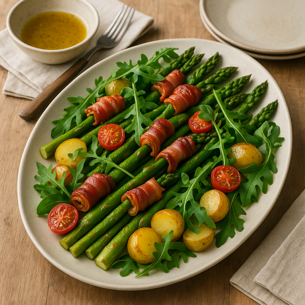 Warm roast asparagus salad