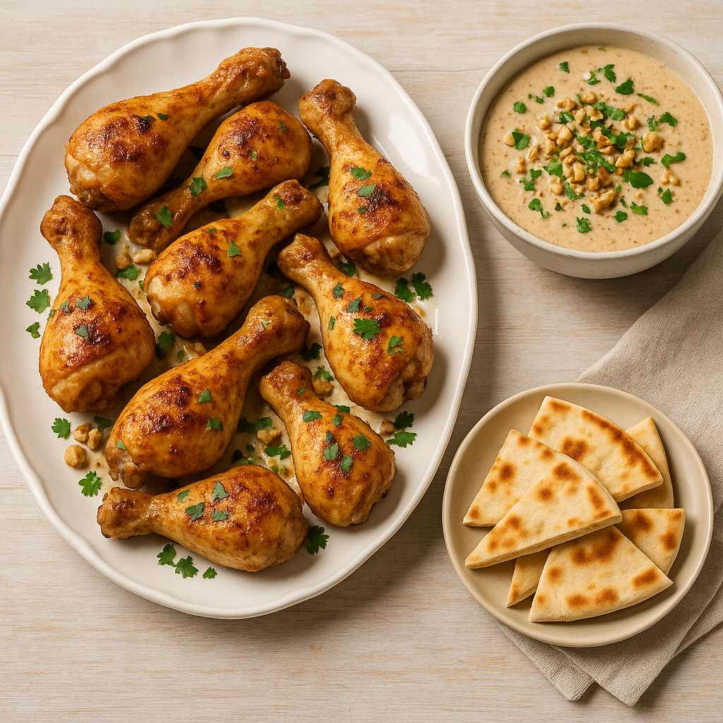 Roasted chicken with creamy walnut sauce