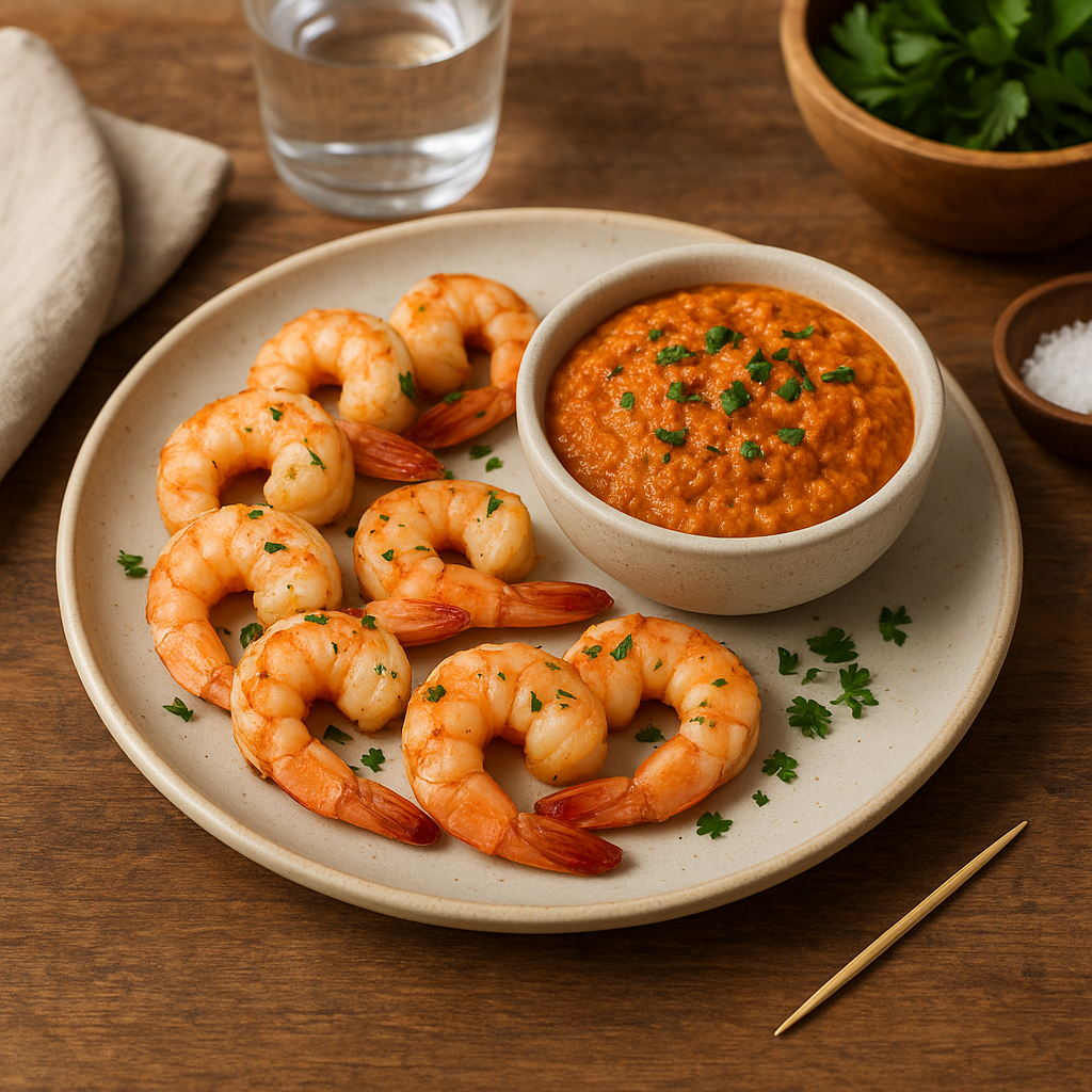 Prawns with Romesco sauce