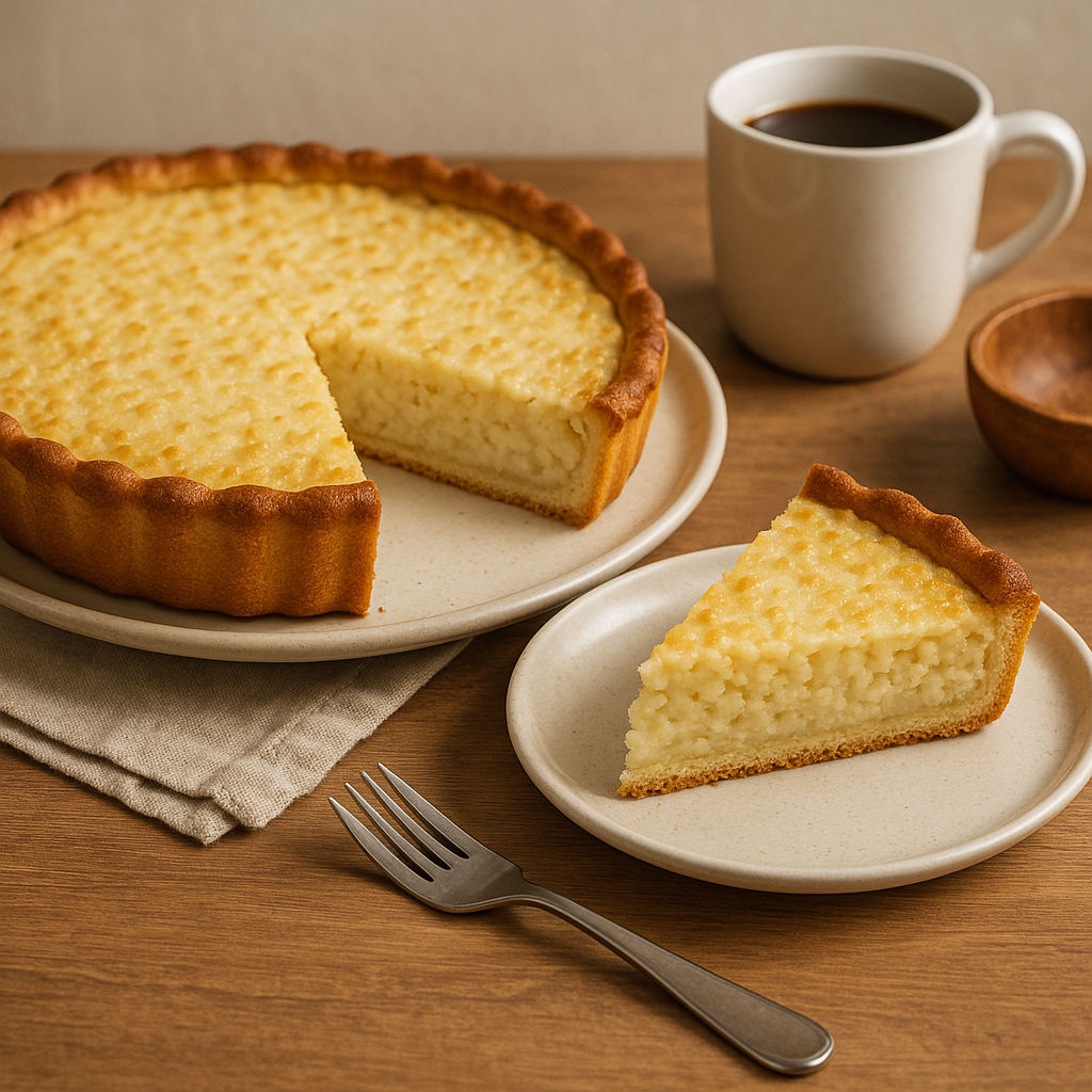 Traditional Dutch rice tart (rijstevlaai)