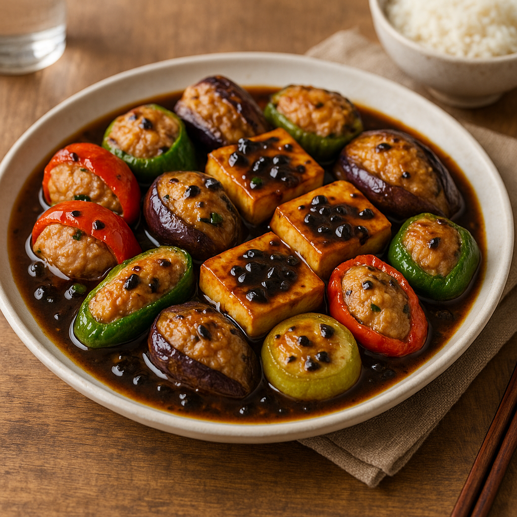 Stuffed Vegetables and tofu (black bean sauce)