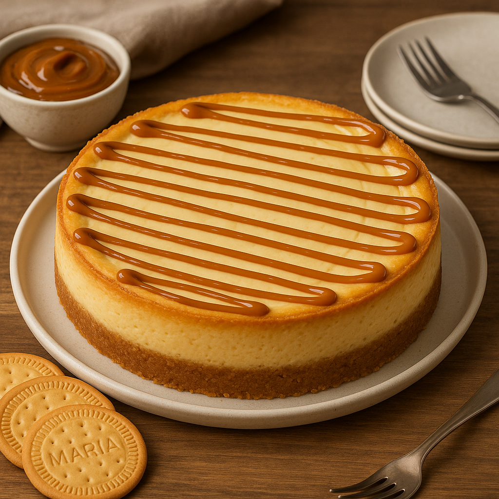 Dulce de Leche Cheesecake with a Maria Cookie Crust.