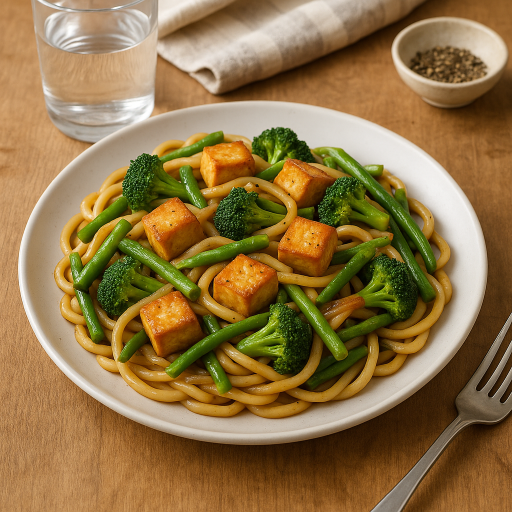 Tofu udon noodles