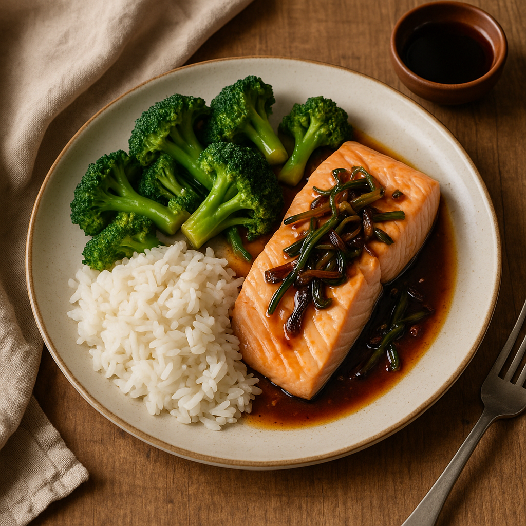 Steamed soya salmon & broccoli 