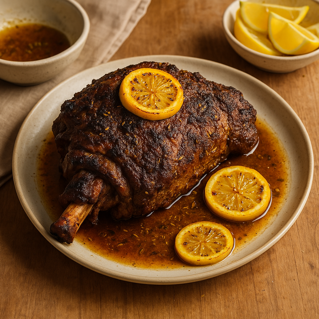 Slow-roast lamb with cinnamon, fennel & citrus