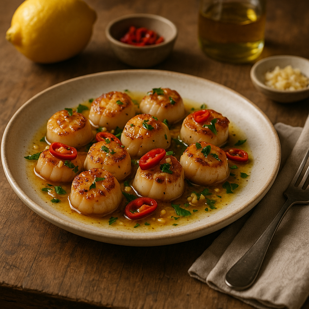 Scallops with lemon and spice