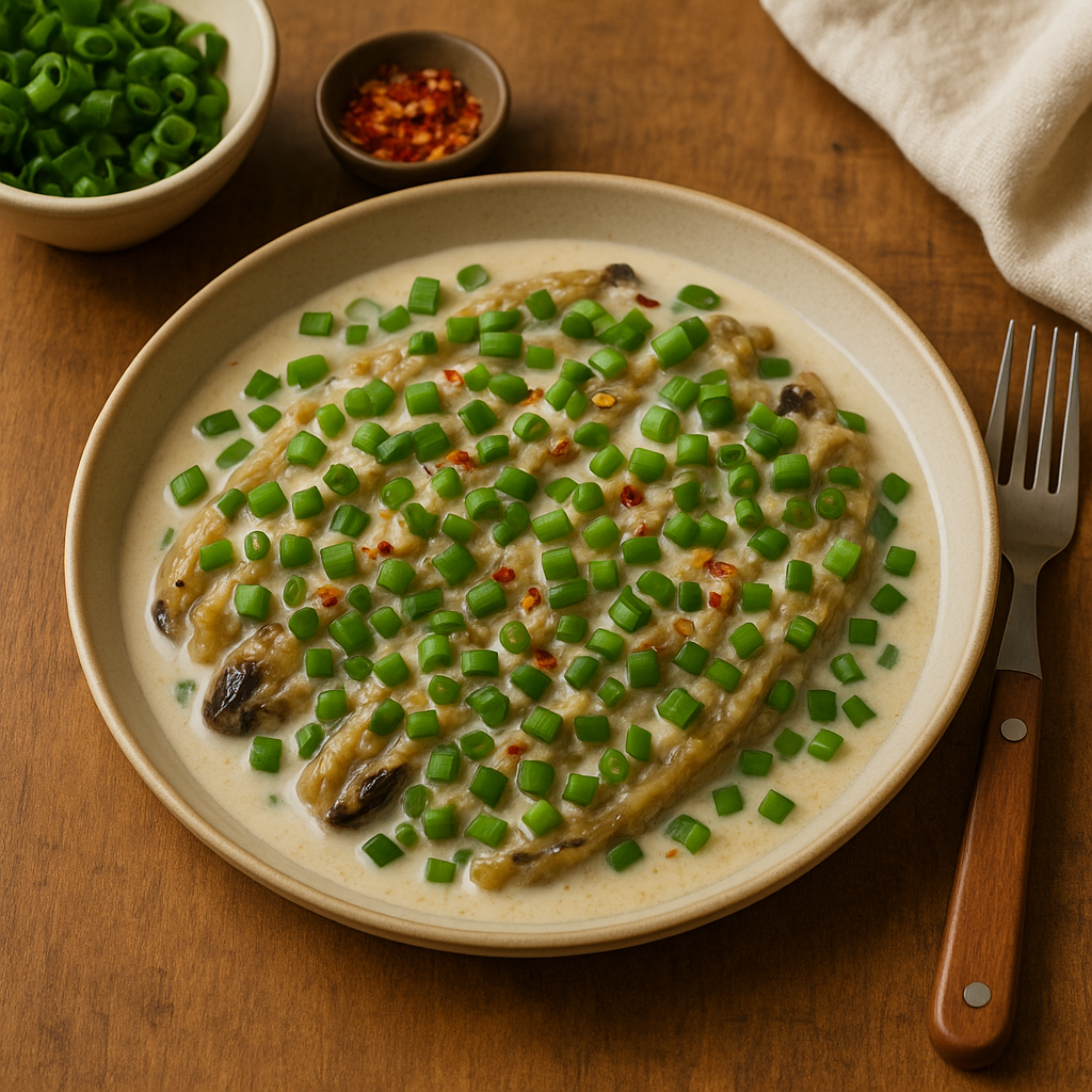 Grilled eggplant with coconut milk