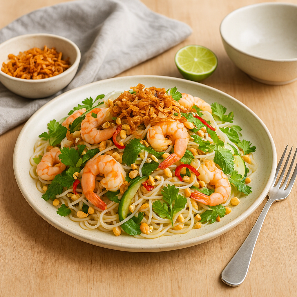 Prawn & noodle salad with crispy shallots