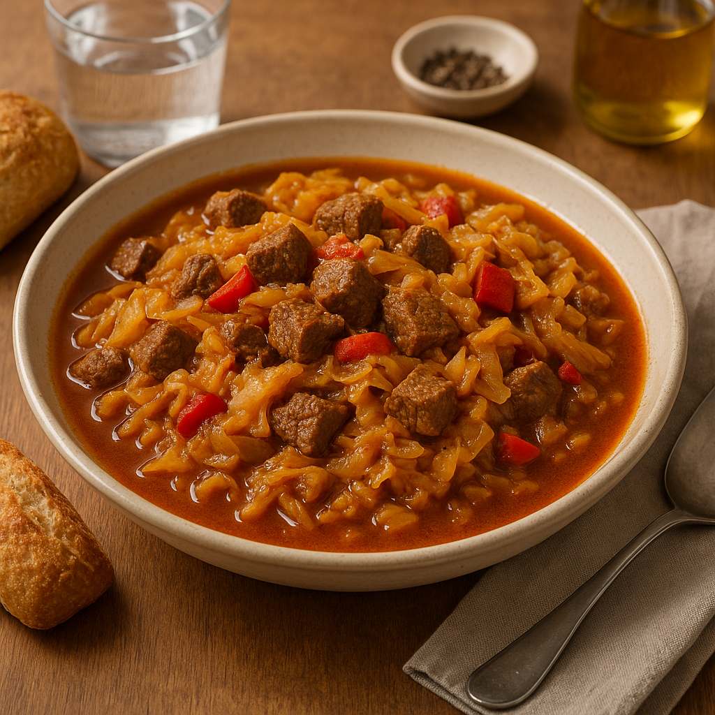 Lakra me Mish Cabbage and Meat Stew