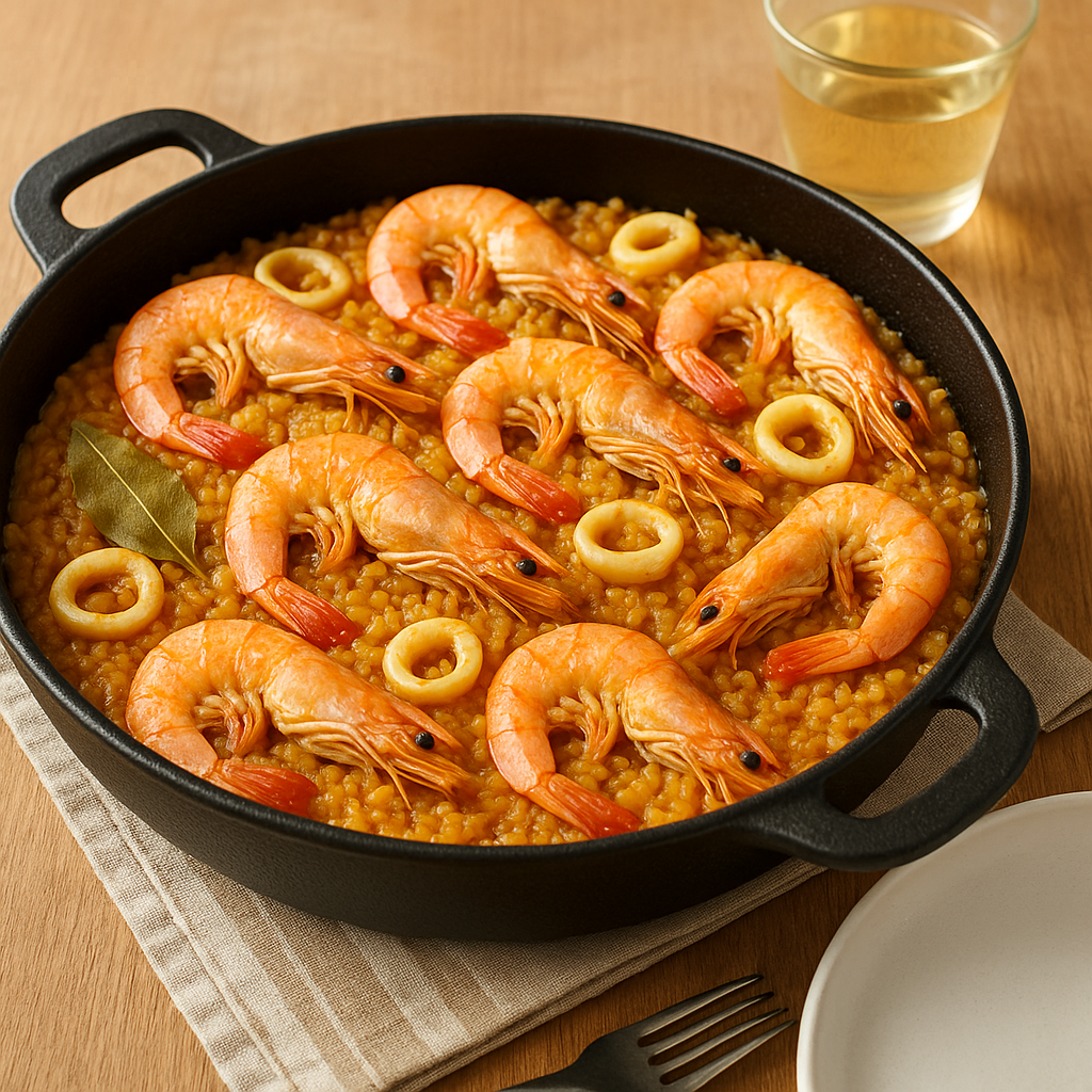 Arroz con gambas y calamar