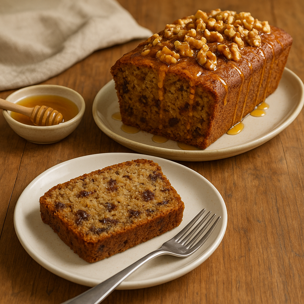 Walnut, date & honey cake